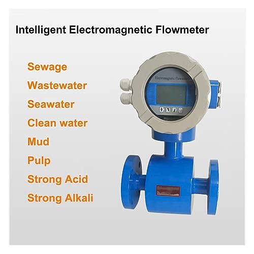 XAXAX Water Flow Meter, Water Flow Meter RS485 4-20mA, Digital Liquid Electromagnetic Flowmeter for Sewage Wastewater Seawater Mud Acid-Alkali Solution,Gallon, QTS, PTS, L, m³(DN50)