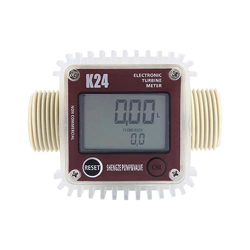 XAXAX Water Flow Meter, 1pc K24 Digital Oil Fuel Meter, Gauge Meter for Chemicals Liquid Water Ultrasonic Hot in Industrial Commercial,Gallon, QTS, PTS, L, m³(Red Horizontal)