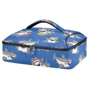 goggles shark blue insulated casserole carrier for hot or cold food carrier container insulated cooler bag thermal food warmer delivery bag for parties buffet potluck picnic cookouts