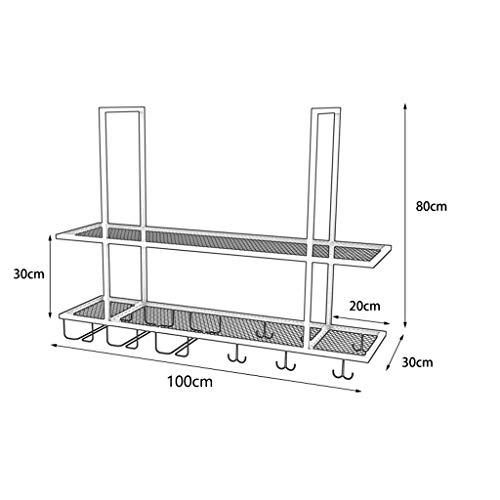 MISTRARA European Style Hanging Shelf, 2-Layer Black Wrought Iron Ceiling Frame, Restaurant Bar Storage Rack, Upside Down Wine Glass Rack 3 Sizes (Size : 100 * 30 * 80cm)