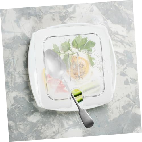 COLLBATH 4pcs Pan Lid 1/6 Size Food Container Lids Plastic Clear Food Pan Lids Handled Food Pan Lid Transparent