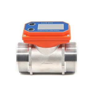 xaxax water flow meter, electronic digital display flowmeter, dry cell stainless steel lcd flow meter thread flow sensor, water for farm/garden irrigation,gallon, qts, pts, l, m³(dn20,female thread)