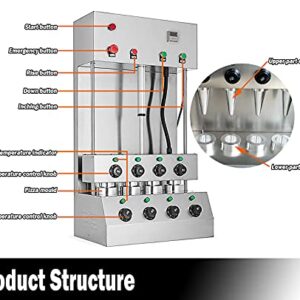 TXMACHINE® 4 cone maker machine kitchen pizza cone machine 3KW Pizza Making Machines for pizza restaurant with pizza oven,Display food warmers (110V/60HZ, cone maker+oven+Display Cabinet)