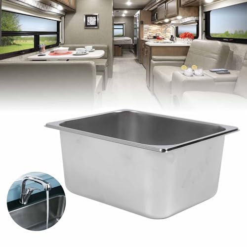 304 Stainless Steel Bar Sink, Single Bowl Hand Wash Basin, RV Sink, 11L Capacity, 40mm Drain Outlet, Embedded Installation, Suitable for RV, Camping Vehicle, Yacht, Boat, Kitchen