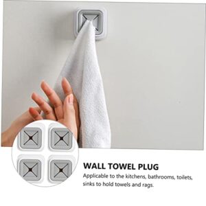 DRESSOOS 3pcs Nail Towel Rack Self-Adhesive Towel Bathroom Towel Organizers Wall Hanging Hooks Bathrobe Towel Clothes Hanger Hooks Kitchen Towel Hook Self- Adhesive Towel Plug Abs Grey