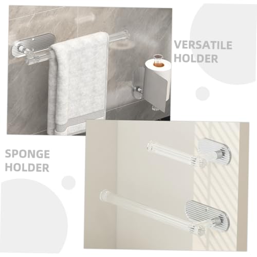 VOSAREA 2pcs Nail Towel Rack Bath Towel Hanger Kitchen Towel Hangers Shower Towel Bar Wall Mounted Tissue Holder Kitchen Towel Bar Bathroom Towel Holder Towel Ring Transparent Acrylic