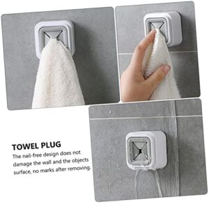 DRESSOOS 3pcs Nail Towel Rack Self-Adhesive Towel Bathroom Towel Organizers Wall Hanging Hooks Bathrobe Towel Clothes Hanger Hooks Kitchen Towel Hook Self- Adhesive Towel Plug Abs Grey