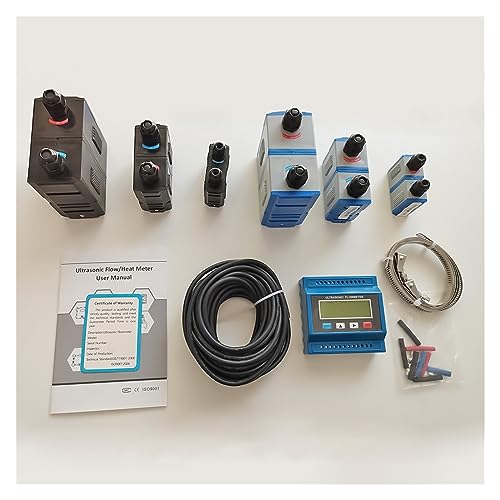 XAXAX Water Flow Meter, TUF-2000M Ultrasonic Water Flow Meter, TS-2/TM-1/TL-1 Transducer Digital Liquid Flowmeter Used for Metal Or PVC Plastic Pipe,Gallon, QTS, PTS, L, m³(Host Plus TL-1-HT)