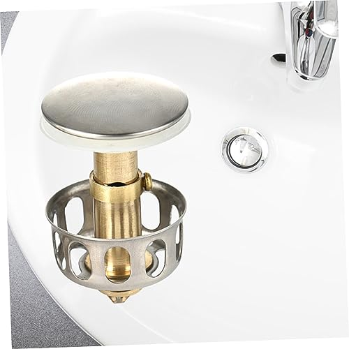 BEBEMOKO 2pcs Sink Drain Hair Catcher Sink Filter Strainer No Overflow Bathtub Drain Stoppers Up Drain Filter Wash Basin Stopper Over Sink Strainer All Copper Plus 304