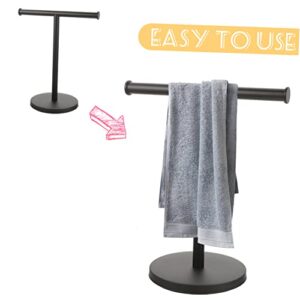 Garneck Vertical Towel Rack Vertical Paper Towel Holder Kitchen Towel Rack Hand Towel Stand Towel Bar Rack Stand Necklace Organizer Stand Bathroom Towel Rack Stainless Steel Black