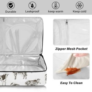 White Cow Paws Insulated Casserole Carrier for Hot or Cold Food Carrier Container Insulated Cooler Bag Thermal Food Warmer Delivery Bag for Parties Buffet Potluck Picnic Cookouts