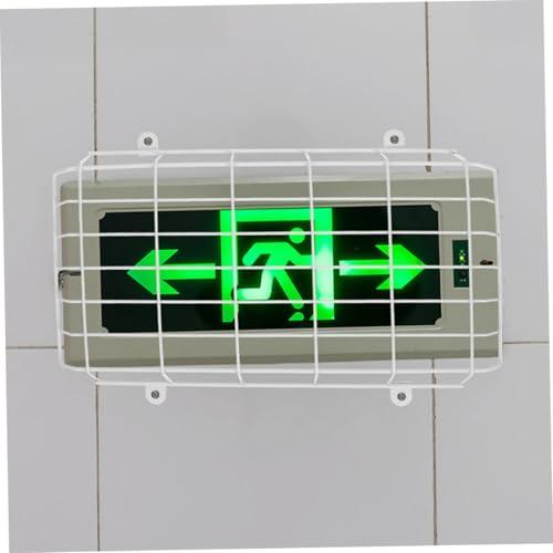 SEWOART 2pcs School Evacuation Sign Exit Sign Wall Covers Exit Sign Wire Guard Emergency Light Damage Stopper Exit Sign Cage Guard Exit Light Protector Emergency Light Protector White Iron