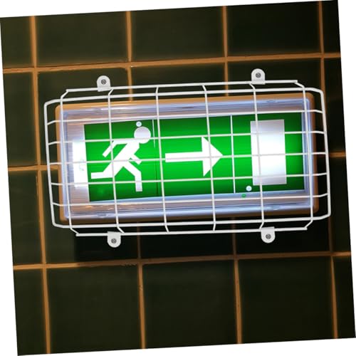 SEWOART 2pcs School Evacuation Sign Exit Sign Wall Covers Exit Sign Wire Guard Emergency Light Damage Stopper Exit Sign Cage Guard Exit Light Protector Emergency Light Protector White Iron