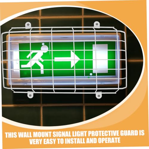 ANDRESLAD 2pcs School Evacuation Sign Safety Sign Wire Guard LED Exit Sign Emergency Light Protector Emergency Signal Damage Stopper Emergency Light Protection Light Covers Guard Iron White