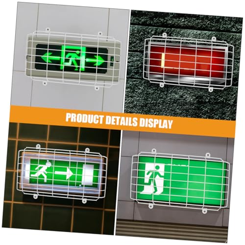 SEWOART 2pcs School Evacuation Sign Exit Sign Wall Covers Exit Sign Wire Guard Emergency Light Damage Stopper Exit Sign Cage Guard Exit Light Protector Emergency Light Protector White Iron