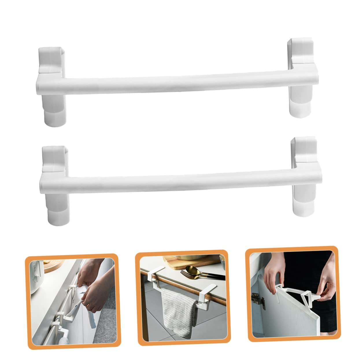 TINEASUR 2 Pcs Door Hook Wall Mounted Towel Racks Bathroom Towel Bars Kitchen Towel Holder Black Towels Over Door Towel Mounted Towel Holder Bar Cabinet Bath Towel Bars White Abs