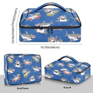 Goggles Shark Blue Insulated Casserole Carrier for Hot or Cold Food Carrier Container Insulated Cooler Bag Thermal Food Warmer Delivery Bag for Parties Buffet Potluck Picnic Cookouts