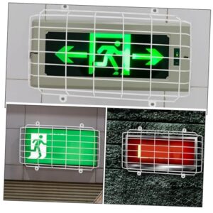 SEWOART 2pcs School Evacuation Sign Exit Sign Wall Covers Exit Sign Wire Guard Emergency Light Damage Stopper Exit Sign Cage Guard Exit Light Protector Emergency Light Protector White Iron