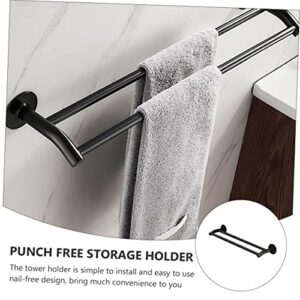 BUGUUYO 1pc Double Bar Towel Rack Kitchen Towel Bar Over The Door Towel Rack Dual-Pole Rag Rack Multi Purpose Hanger Towel Organizer Holder Towel Hanger Cabinet Rack Black Aluminum Alloy