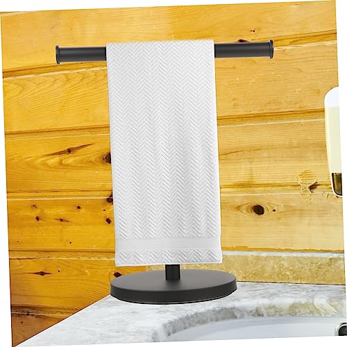 Garneck Vertical Towel Rack Vertical Paper Towel Holder Kitchen Towel Rack Hand Towel Stand Towel Bar Rack Stand Necklace Organizer Stand Bathroom Towel Rack Stainless Steel Black