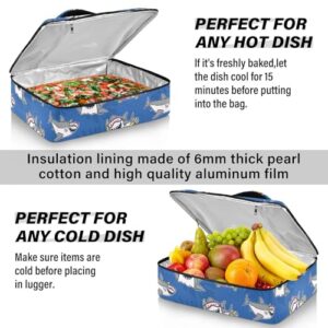 Goggles Shark Blue Insulated Casserole Carrier for Hot or Cold Food Carrier Container Insulated Cooler Bag Thermal Food Warmer Delivery Bag for Parties Buffet Potluck Picnic Cookouts