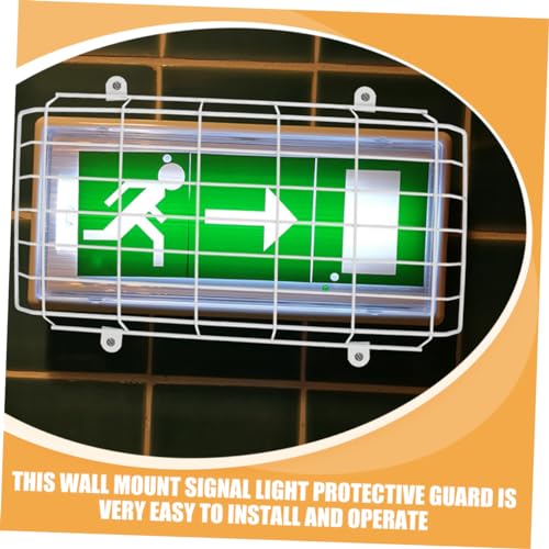 SEWOART 2pcs School Evacuation Sign Exit Sign Wall Covers Exit Sign Wire Guard Emergency Light Damage Stopper Exit Sign Cage Guard Exit Light Protector Emergency Light Protector White Iron