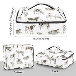 White Cow Paws Insulated Casserole Carrier for Hot or Cold Food Carrier Container Insulated Cooler Bag Thermal Food Warmer Delivery Bag for Parties Buffet Potluck Picnic Cookouts