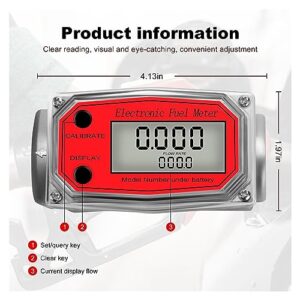 XAXAX Water Flow Meter, Aluminum Alloy Digital Flow Meter, LCD Electronic Fuel Meter Flowmeter, NPT Counter Petrol Methanol Water,Gallon, QTS, PTS, L, m³(2Pcs Red Flowmeter)