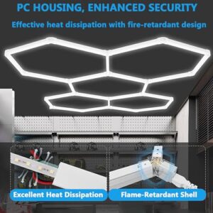 DHXYHQY Hexagon Led Garage Lights, 5 Grid Ultrabright Led Garage Light Car Detailing Ceiling Light, 168W 6500K Hexagon Honeycomb Shop Lights for Warehouse Workshop Gym Basement Office