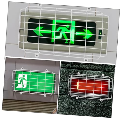 PAMINGONO 2pcs School Evacuation Sign Exit Sign Wall Covers Safety Sign Wire Guard Wire Exit Sign Cage Emergency Signal Damage Stopper Exit Sign Wire Guard Exit Light Protector Iron White