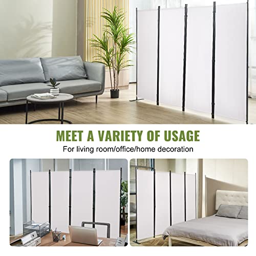 VEVOR Partition Screen, 5.6 ft Privacy Panels (4-Panel), Cloth Separator for Office, Bedroom, Dining & Study Areas, Standalone, White