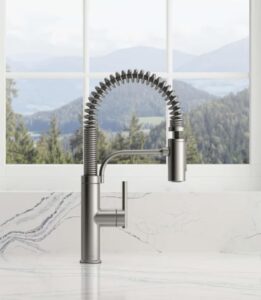 kohler provo semi-pro kitchen faucet with spiral spring neck, stainless steel