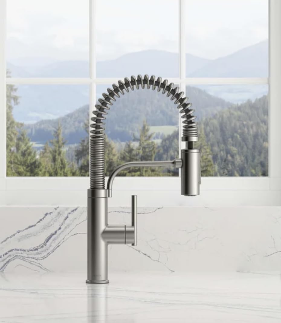 Kohler Provo Semi-Pro Kitchen Faucet with Spiral Spring Neck, Stainless Steel