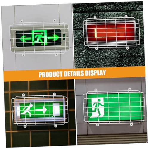 PAMINGONO 2pcs School Evacuation Sign Exit Sign Wall Covers Safety Sign Wire Guard Wire Exit Sign Cage Emergency Signal Damage Stopper Exit Sign Wire Guard Exit Light Protector Iron White