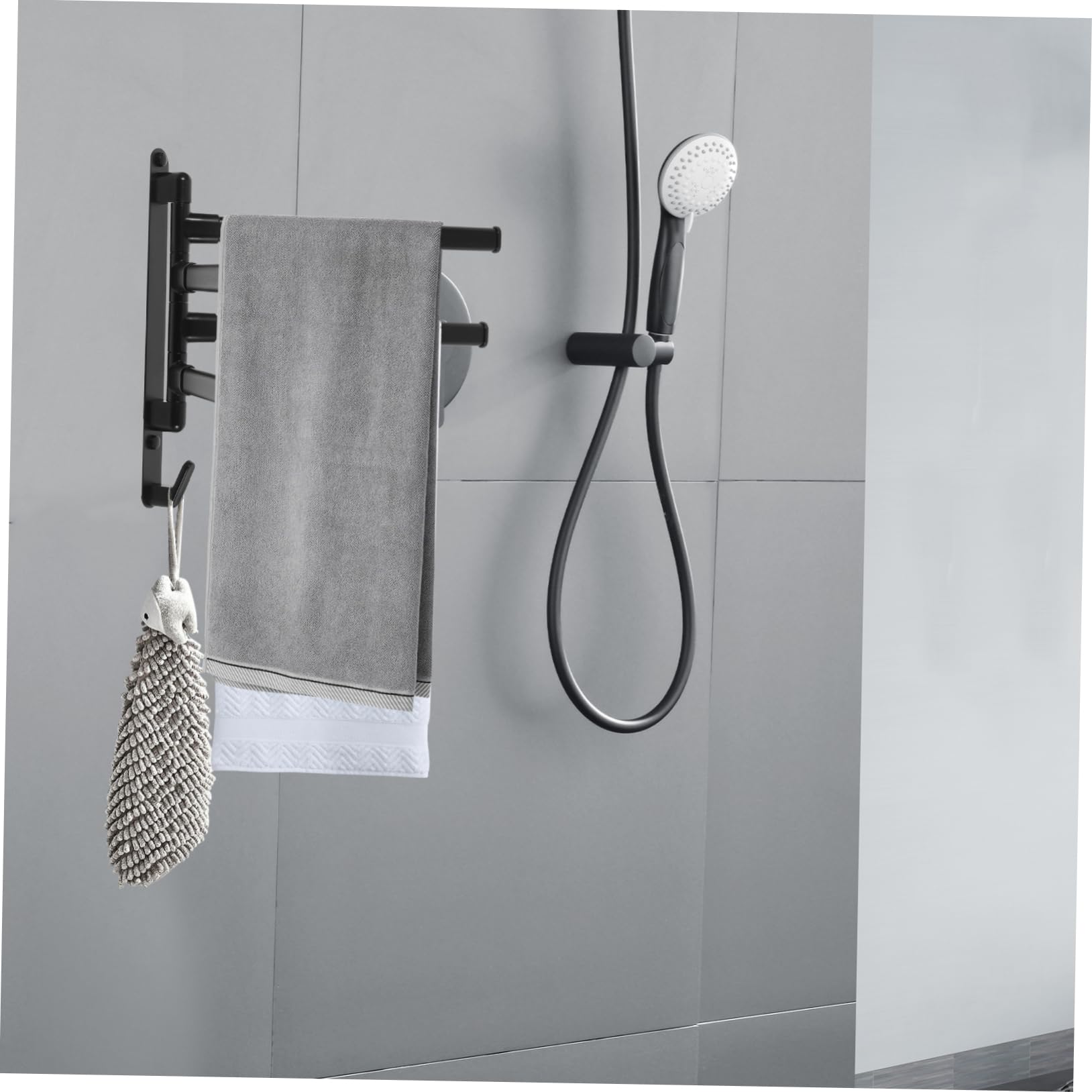 Amosfun Rotating Towel Shelves Hand Towel Racks for Bathroom Towel Hanging Shelf Hand Towel Holder Towel Rack for Kitchen Bathroom Towel Holders Towel Rod Black Stainless Steel