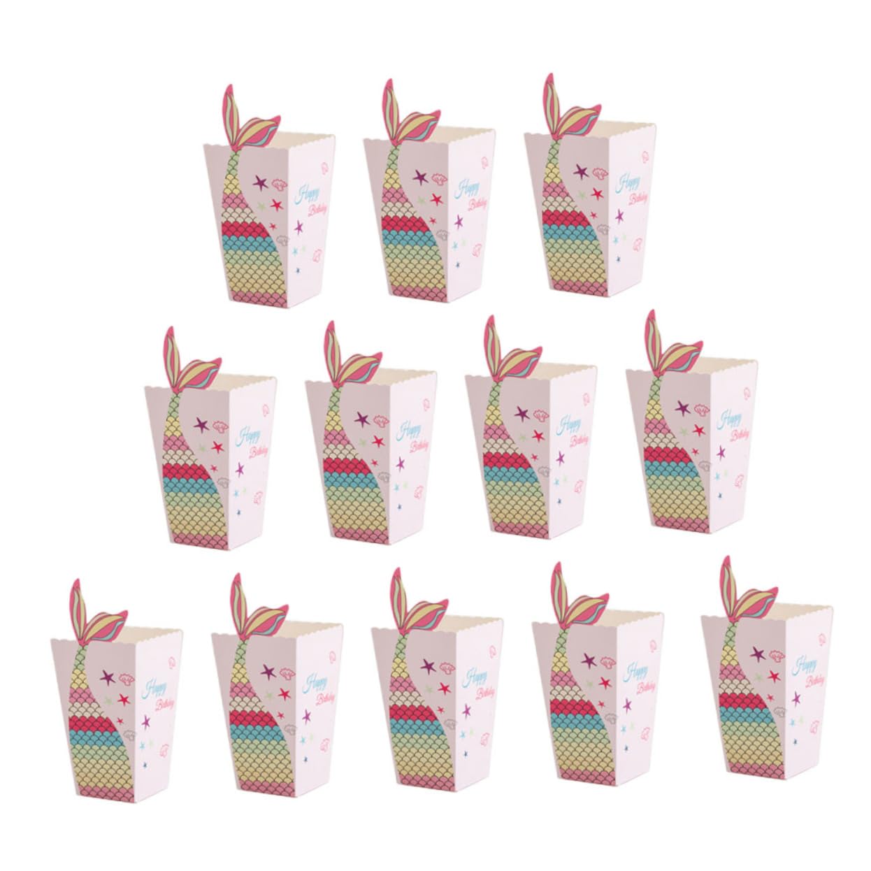 SHOWERORO 12pcs Boxes Mermaid Chip Box Snacks Container Candy Container Baking Boxes Food Containers Popcorn Party Bags Popcorn Containers Boxes Popcorn Boxes Containers Poppin Popcorn Paper