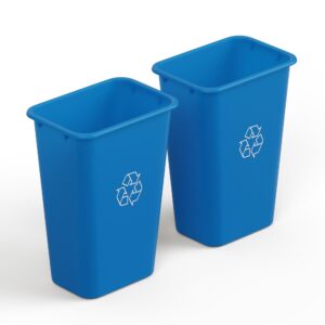 pack of 2 | 41 qt. / 10 gallon blue rectangular wastebasket trash can