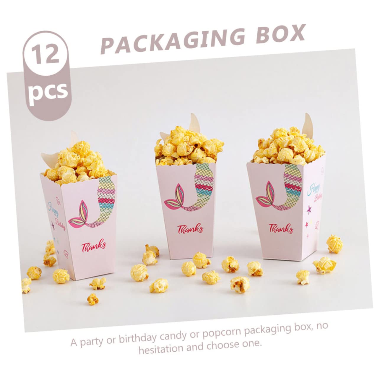 SHOWERORO 12pcs Boxes Mermaid Chip Box Snacks Container Candy Container Baking Boxes Food Containers Popcorn Party Bags Popcorn Containers Boxes Popcorn Boxes Containers Poppin Popcorn Paper