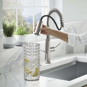 Kohler Provo Semi-Pro Kitchen Faucet with Spiral Spring Neck, Stainless Steel