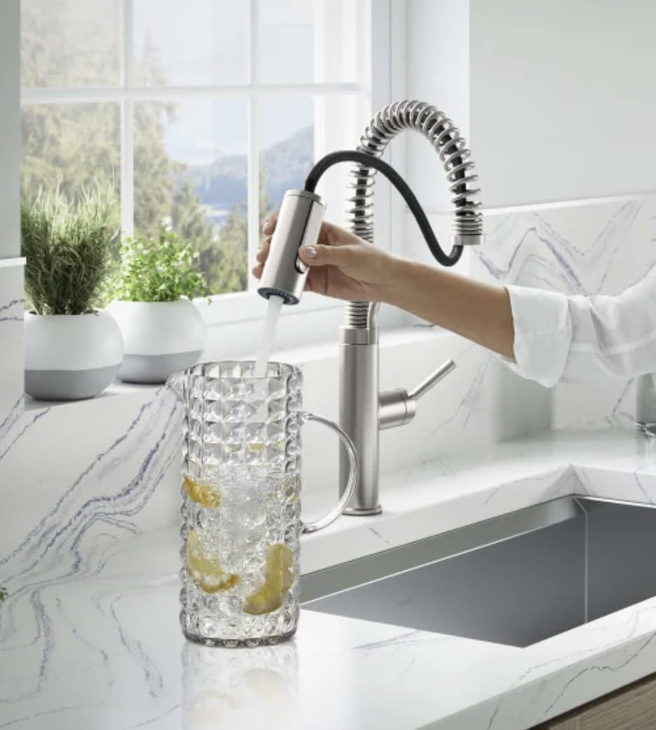 Kohler Provo Semi-Pro Kitchen Faucet with Spiral Spring Neck, Stainless Steel