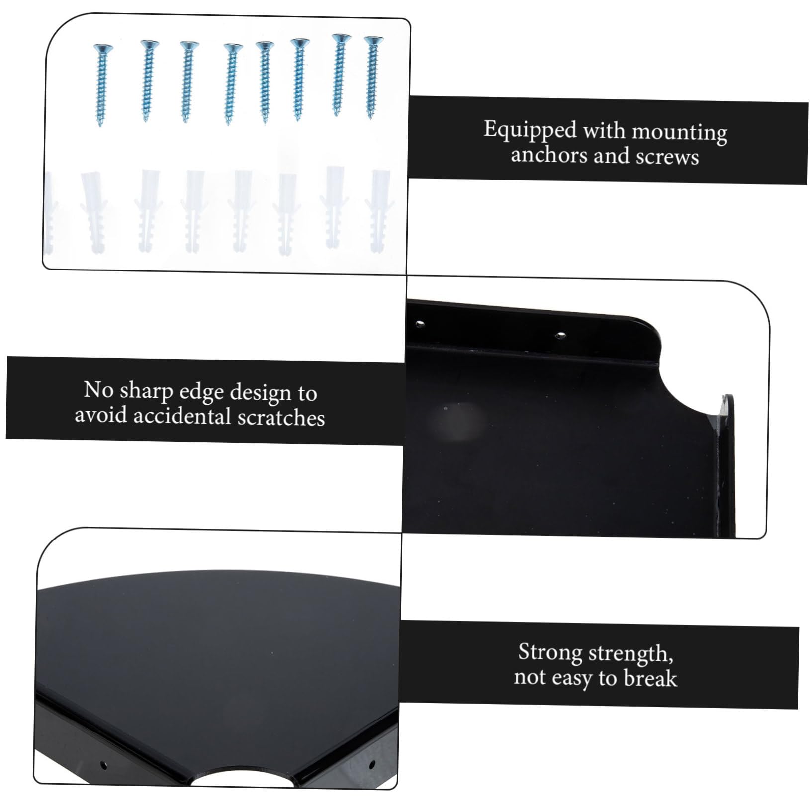 RORPOIR 2 Sets Floating Ledge Wall Corner Shelf Floating Corner Shelf Plant Wall Shelf Kitchen Wall Shelves Wall Display Shelf Corner Shelves Floating Shelf for Living Room Black Acrylic