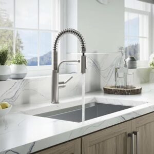 Kohler Provo Semi-Pro Kitchen Faucet with Spiral Spring Neck, Stainless Steel