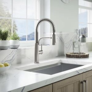 Kohler Provo Semi-Pro Kitchen Faucet with Spiral Spring Neck, Stainless Steel