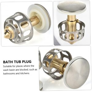 ETHZZLE 2pcs Sink Bath Tub Drain Sink Drain Stopper Sink Filter Strainer Bathtub Filter Clicker Clack Sprung Up Drain No Vanity Sink All Copper Plus 304