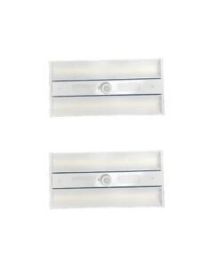 e2 lighting linear high bay led shop lights, 2x4 with motion sensor & emergency battery backup, 2 pack 220w led high bay lights for warehouse & shop, 5000k high bay lights