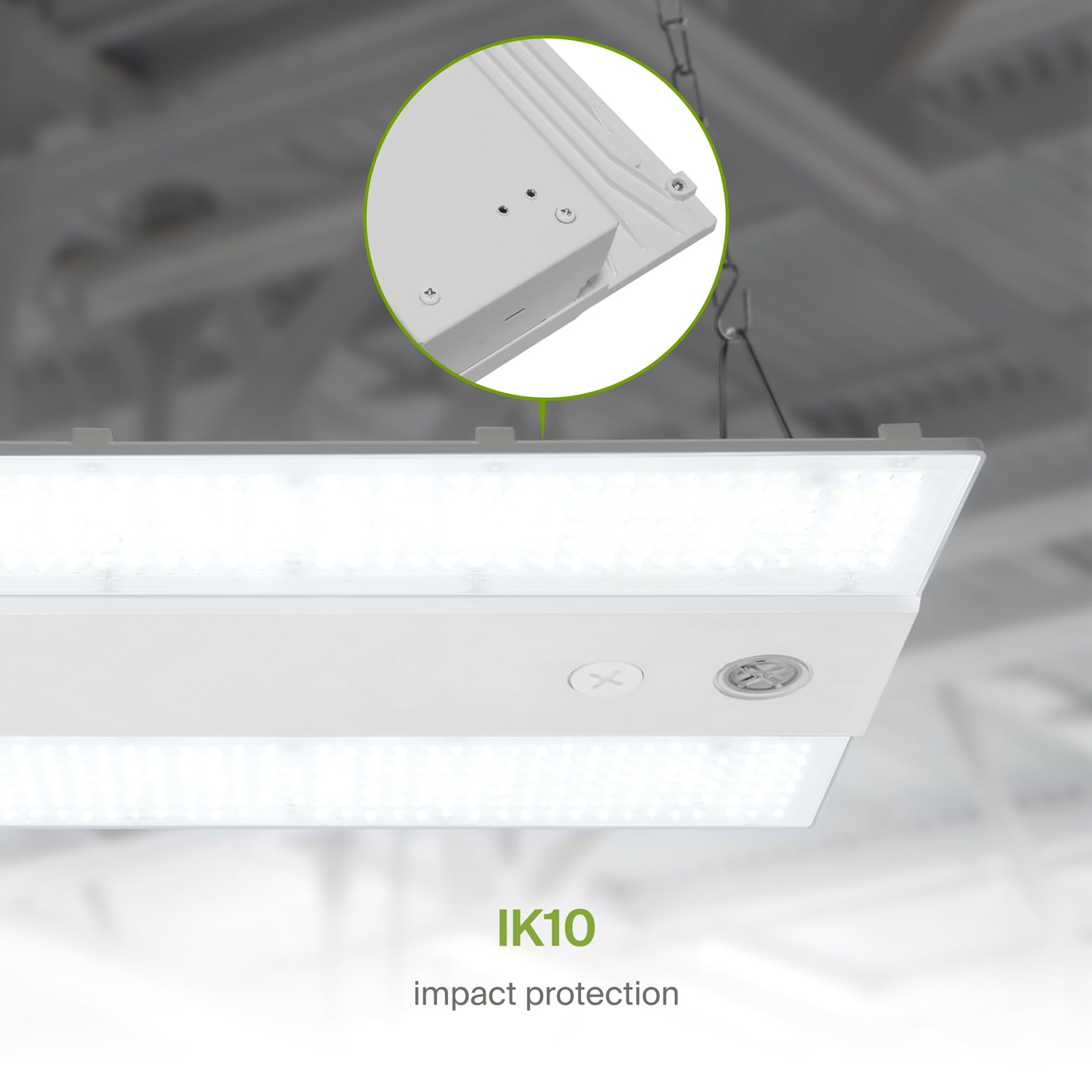 ASD LED Linear High Bay with Q-Base Power Adjustable 100/130/160W 120-277V 5000K IK10 Dimmable UL DLC Premium