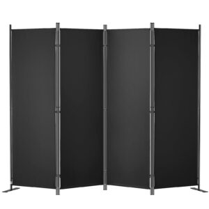 vevor partition screen, 5.6 ft privacy panels (4-panel), cloth separator for office, bedroom, dining, study areas, standalone, black