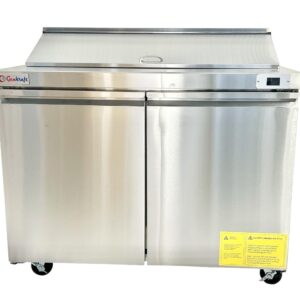 GenKraft Commercial Refrigerated - Salad/Sandwich Prep Table 48", 12 pan Capacity, Refrigerated Stainless Prep Table, used in Restaurants, Food Trucks, Fast Food Shops etc.