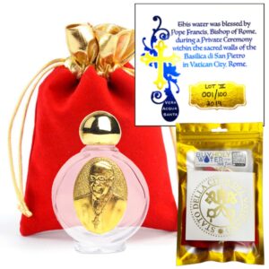 holy water pope francis vial ✞ pope blessed portable bottle ✞ the only authentic certified holy water font online ✞ vatican direct baptism wedding christian catholic god jesus religious gift (gold)