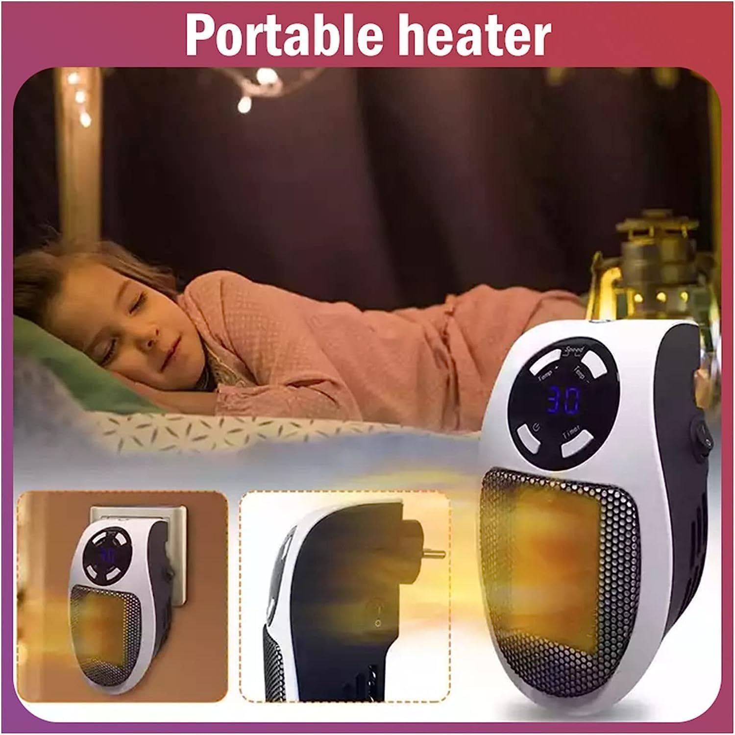 Wall Space Heater 500W Remote Portable Electric Heater with Programmable Adjustable Thermostat, Overheat Protection, Precise LED Display, Safe Heater for Office Dorm Room (White)